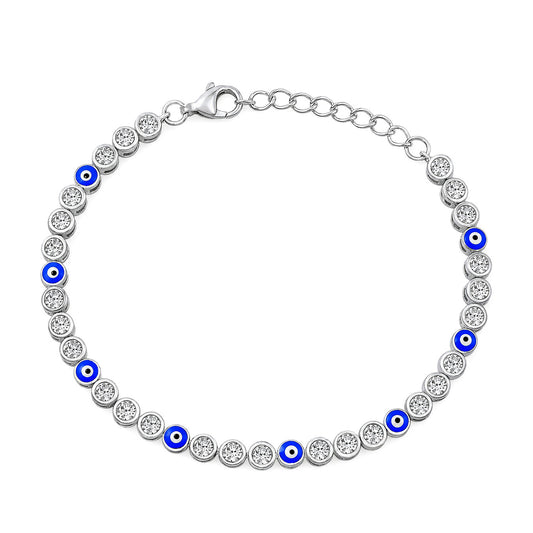 Silver CZ Bracelet - Evil Eye