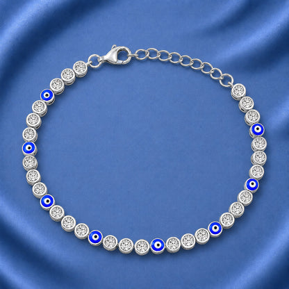 Silver CZ Bracelet - Evil Eye