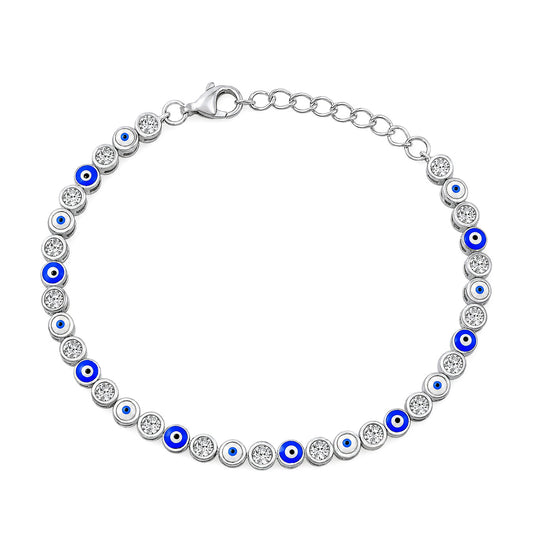 Silver CZ Bracelet - Evil Eye