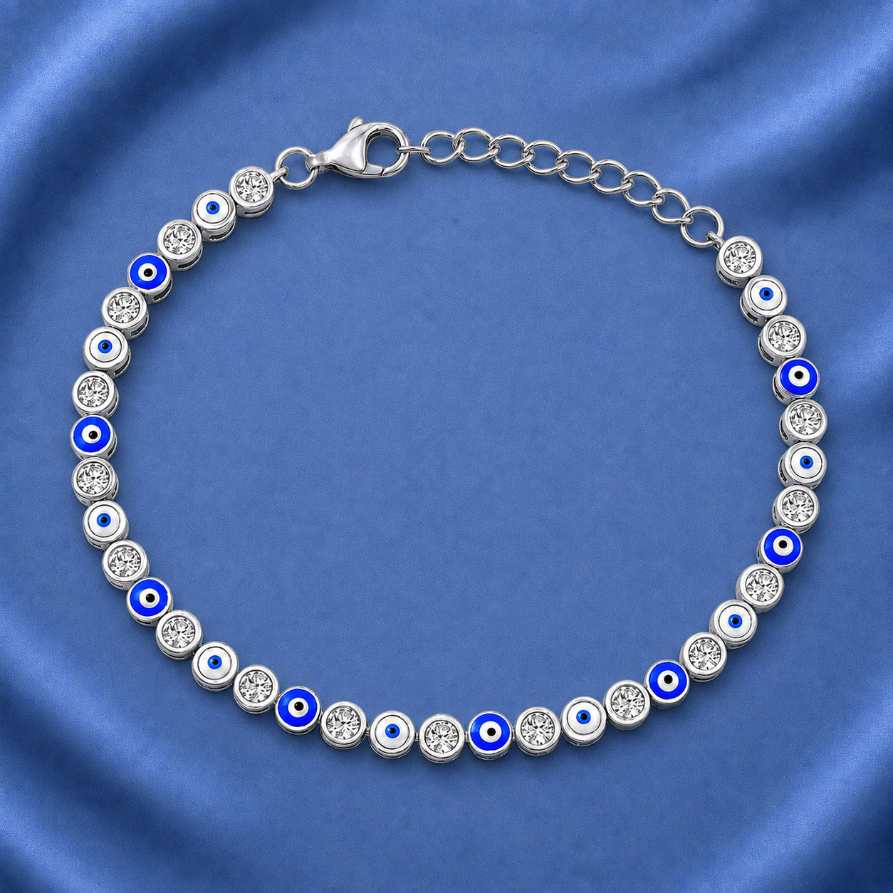 Silver CZ Bracelet - Evil Eye