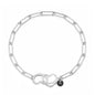 Silver Heart Clasp Elongated Cable Link Bracelet