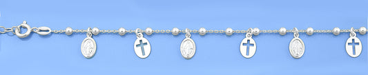 Silver Bracelet - Virgin Mary & Cross