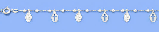 Silver Bracelet - Virgin Mary & Cross