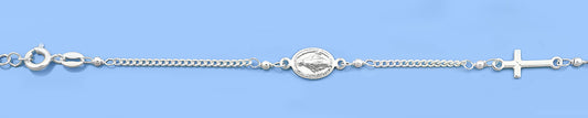 Silver Bracelet - Virgin Mary & Cross