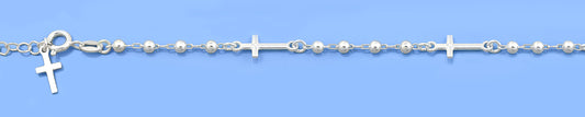 Silver Bead Bracelet - Cross