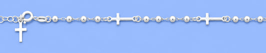 Silver Beaded  Cross Bracelet