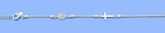 Silver religious Bracelet - Virgin Mary & Cross