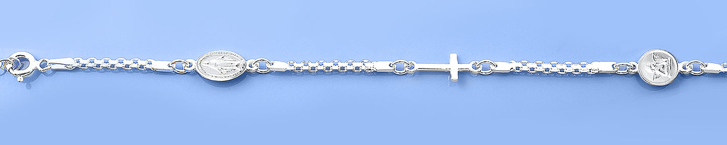 Silver Bracelet - Miraculous, Cross, & Angel