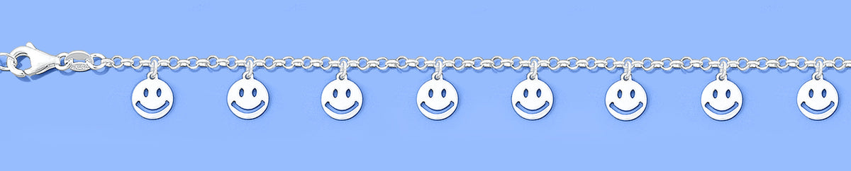 Silver Charm Bracelet - Happy Face
