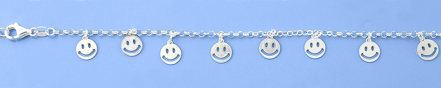 Silver Childrens Charm Bracelet - Happy Face