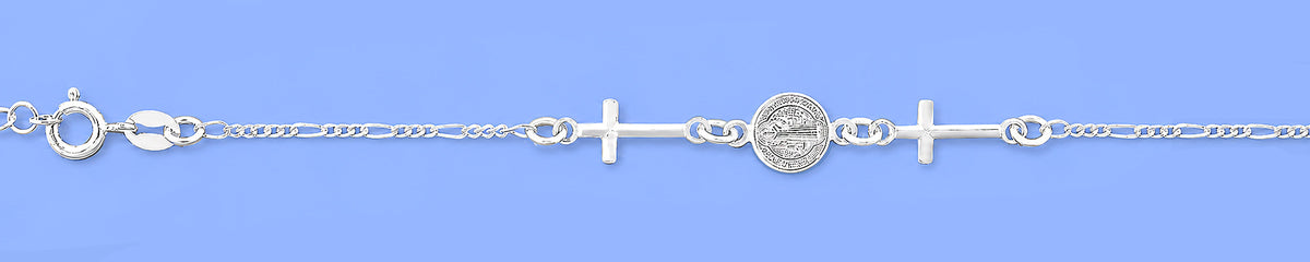 Silver Religious Bracelet - Saint Benedict