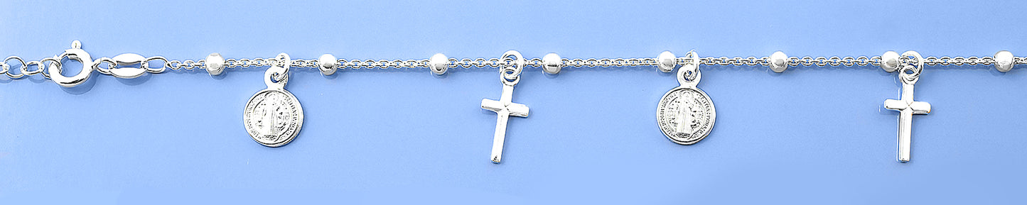 Silver Charm Bracelet - Miraculous & Cross