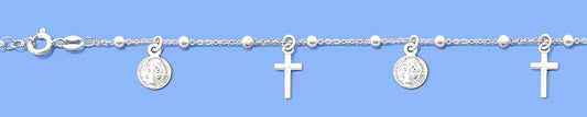 Silver Charm Bracelet - Miraculous & Cross