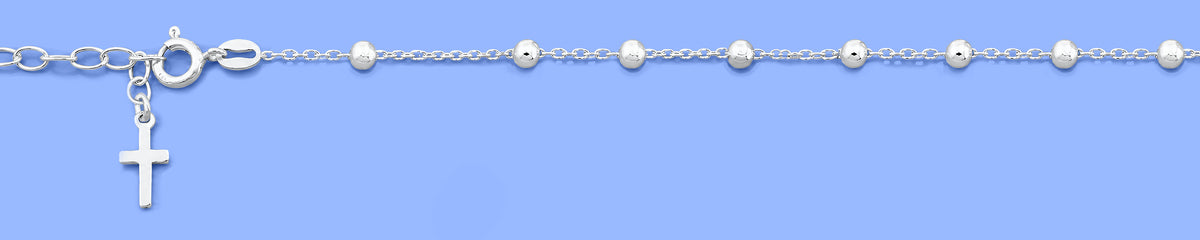 Silver Rosary Bracelet with Dangling Cross