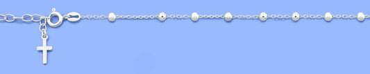 Silver Rosary Bracelet with Dangling Cross