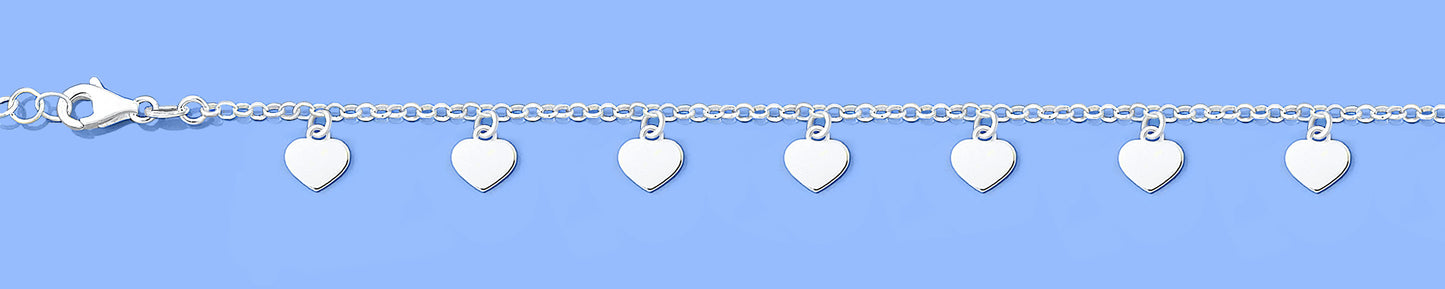 Silver Charm Bracelet - Hearts