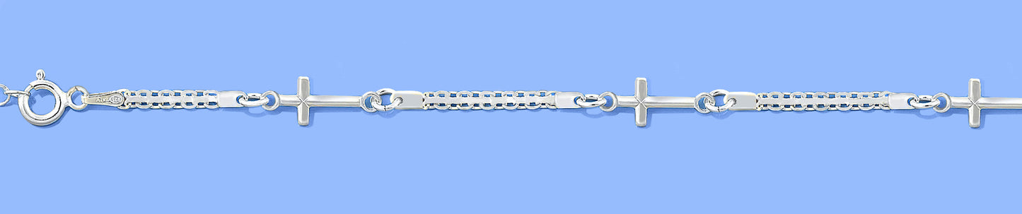 Silver Italian Bracelet - Crosses