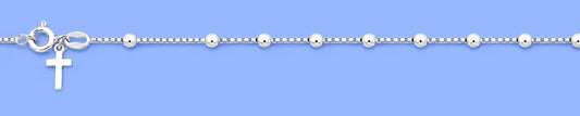 Silver Rosary Bracelet with Cross - 6.5"