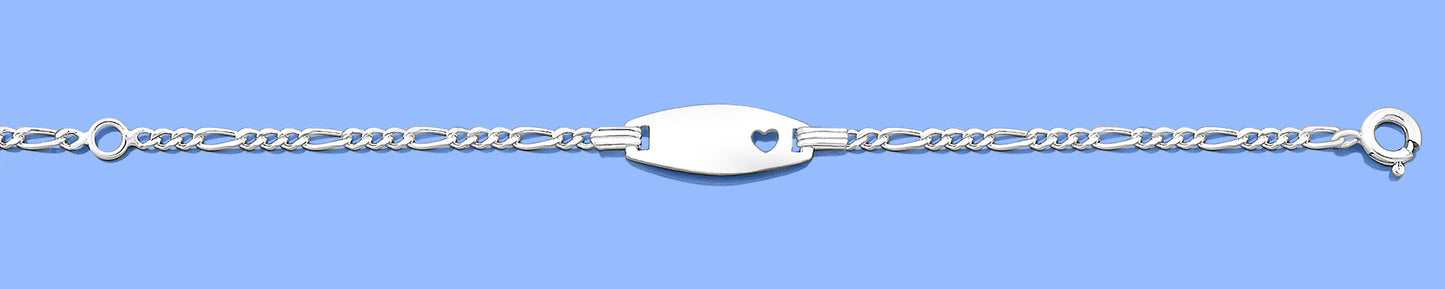 Silver Children ID Heart Bracelet