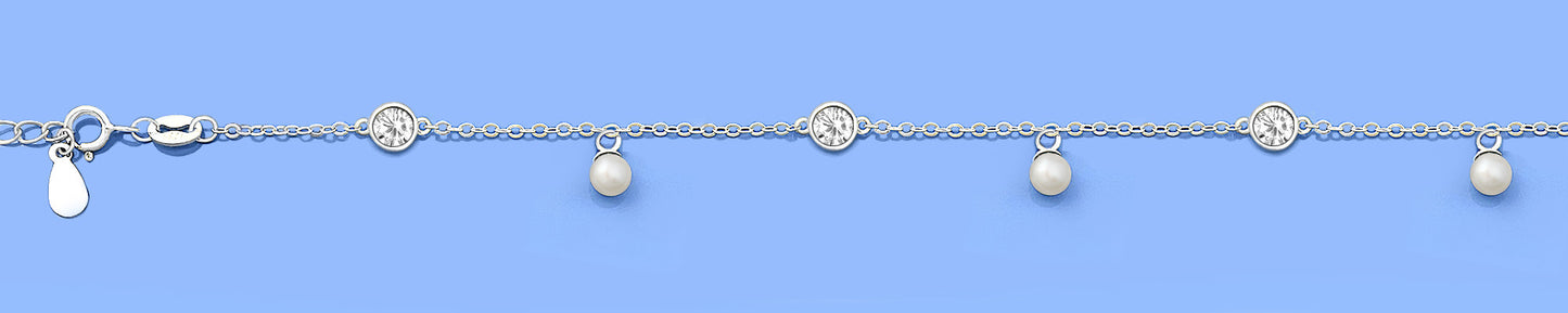 Silver CZ Bracelet - Pearl