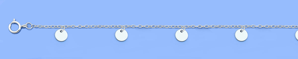 Silver Anklet - Small Disc Charms