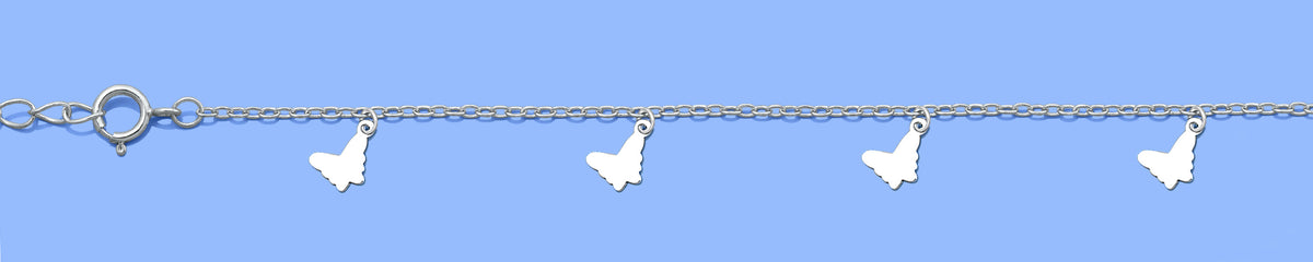 Silver Anklet - Butterflies
