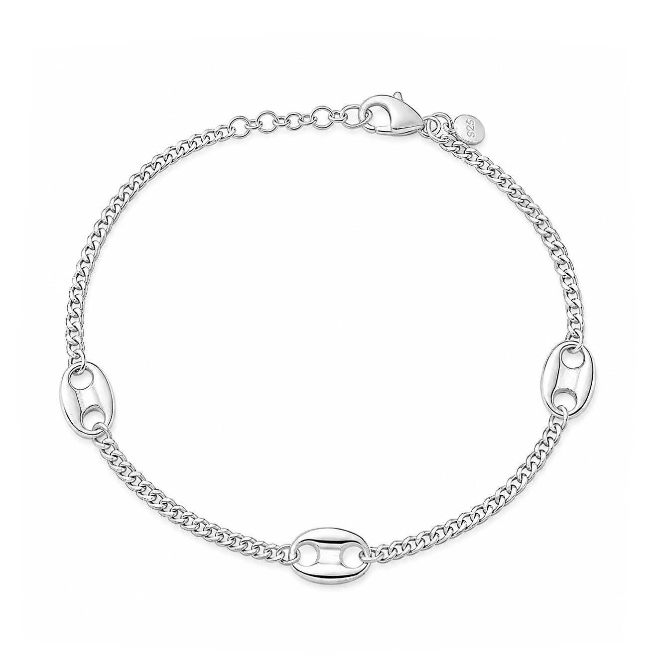 Silver Anchor Link Bracelet