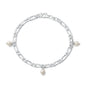 Silver Figaro Pearl Charm Bracelet - 3.6mm