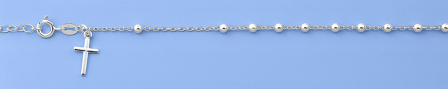 Silver Beaded Cross Bracelet