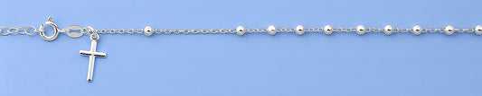 Silver Beaded Cross Bracelet