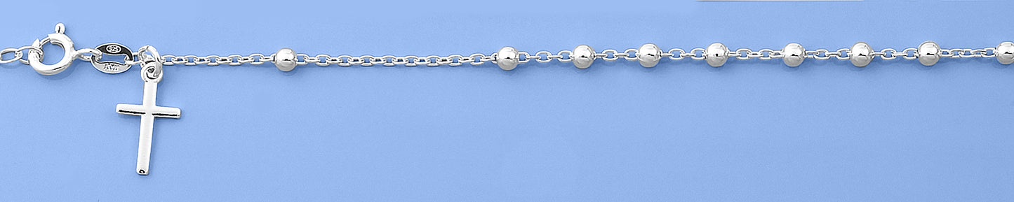 Silver Beaded Cross Bracelet