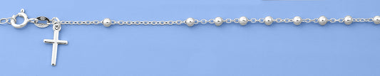 Silver Beaded Cross Bracelet