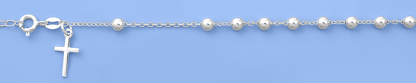 Silver Beaded Cross Bracelet