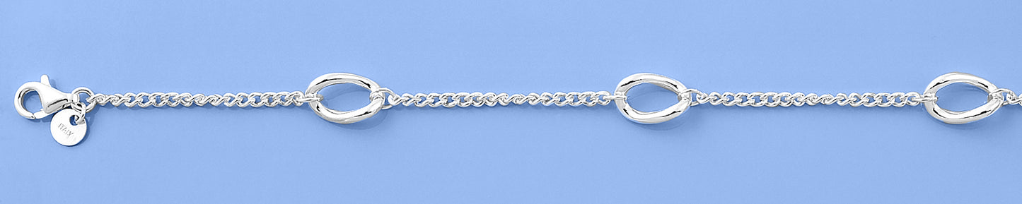 Silver Twisted Oval Bracelet