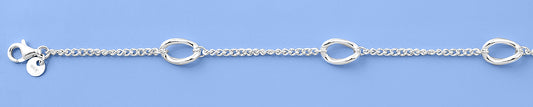 Silver Twisted Oval Bracelet