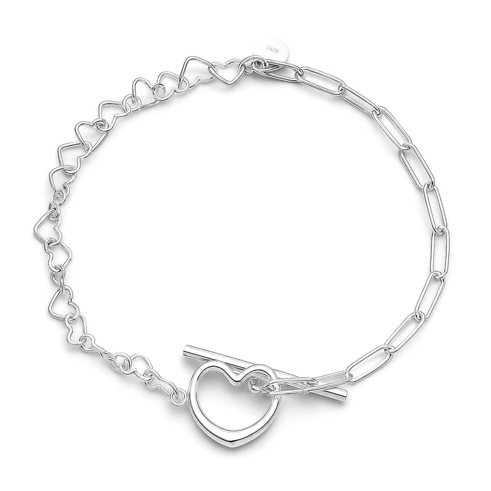 Silver Paperclip Heart Bracelet