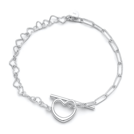 Silver Paperclip Heart Bracelet