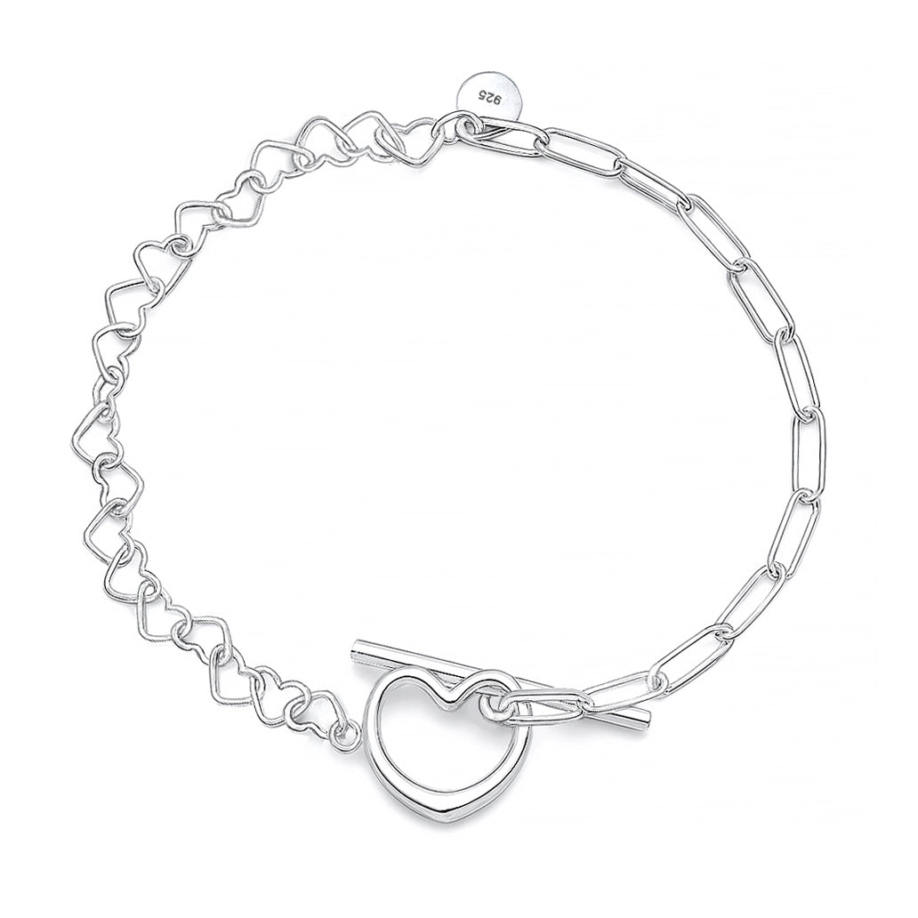 Silver Heart Toggle Bracelet