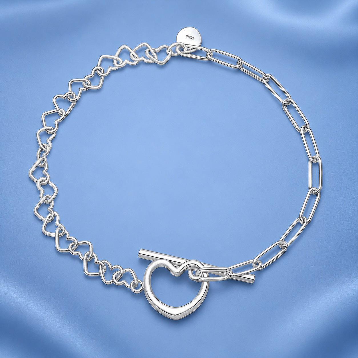 Silver Heart Toggle Bracelet
