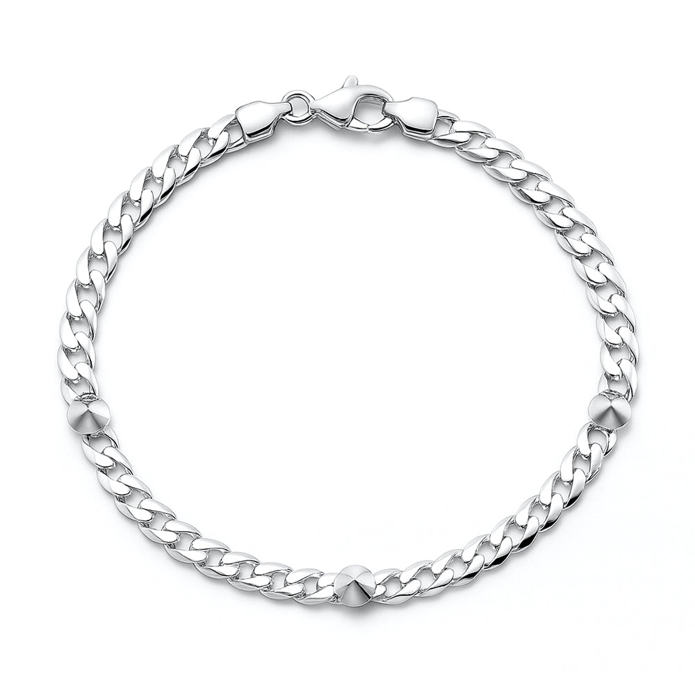 BP538579 Sterling Silver Curb Chain Bracelet with Spikes Wholesale ...