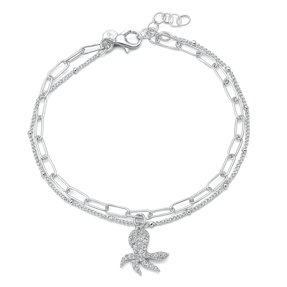 Silver CZ Octopus Bracelet