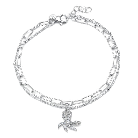 Silver CZ Octopus Bracelet