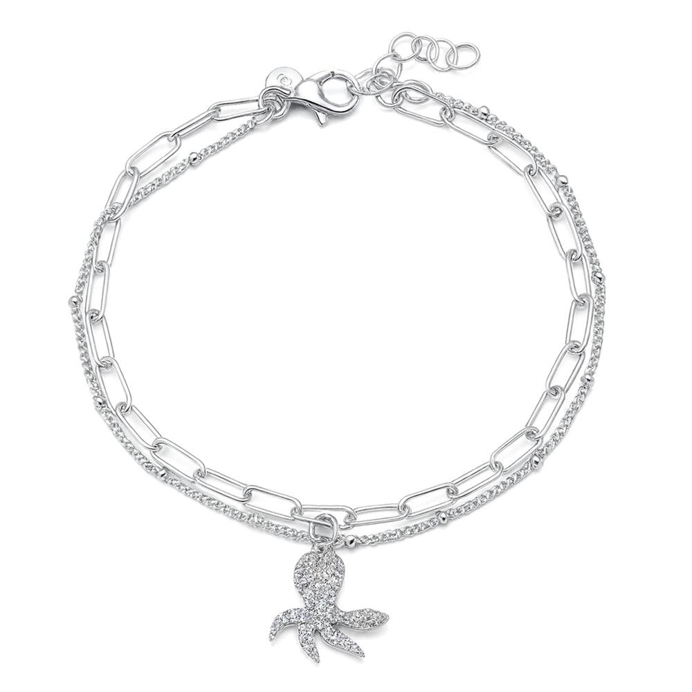 Silver CZ Octopus Bracelet