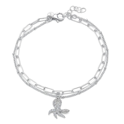 Silver CZ Octopus Bracelet