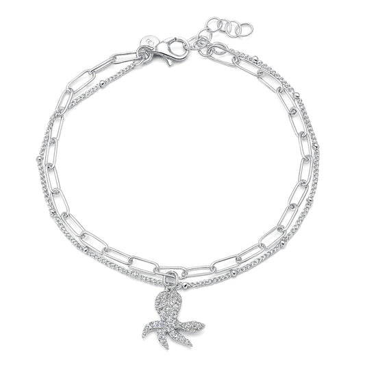 Silver CZ Octopus Bracelet