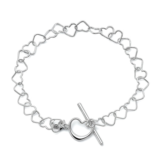 Silver Heart Toggle Bracelet