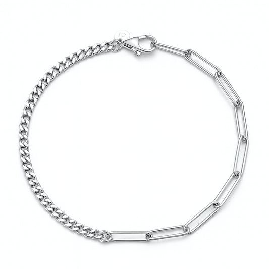 Silver Curb & Staple Chain Bracelet