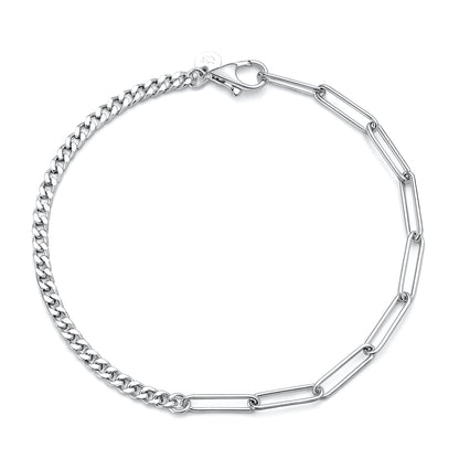 Silver Curb & Staple Chain Bracelet