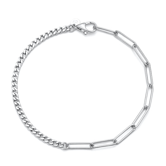 Silver Curb & Staple Chain Bracelet