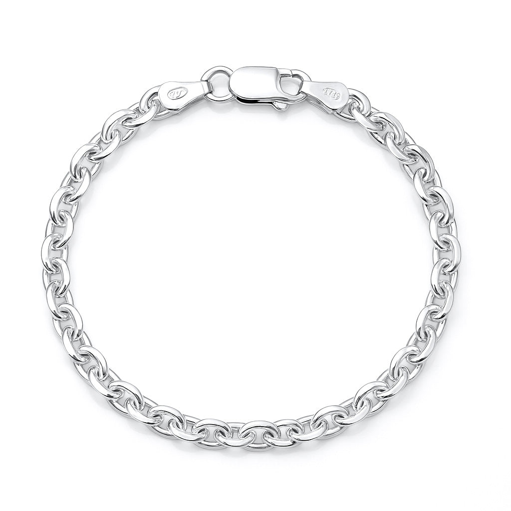 Silver Faceted Rolo Bracelet - 5.2mm